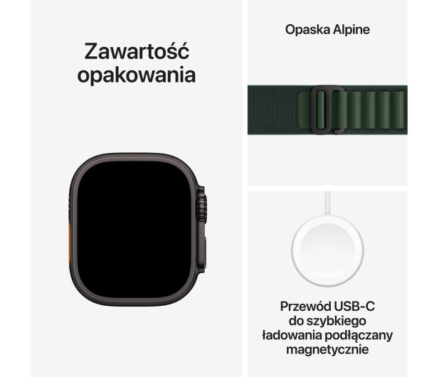 APPLE Watch Ultra 2 GPS + Cellular 49mm koperta tytanowa (czarny) + opaska Alpine M (ciemnozielony) - 1278232 - zdjęcie 9